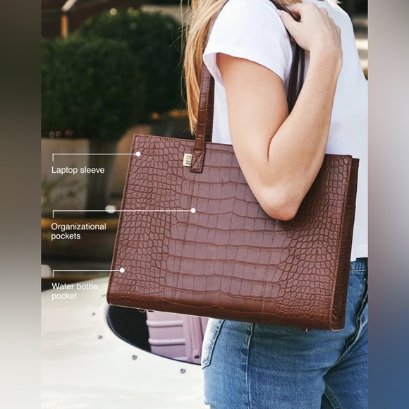 Beis Work Tote Laptop Travel Bag | Maple Croc - Picture 2 of 5